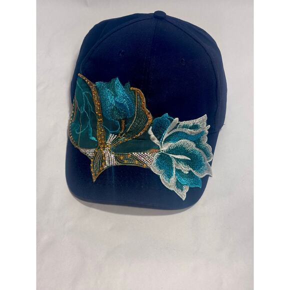 Embroidered Floral Glittery Ladies Bling Streetwear Activewear Baseball Cap Hat - Picture 10 of 12